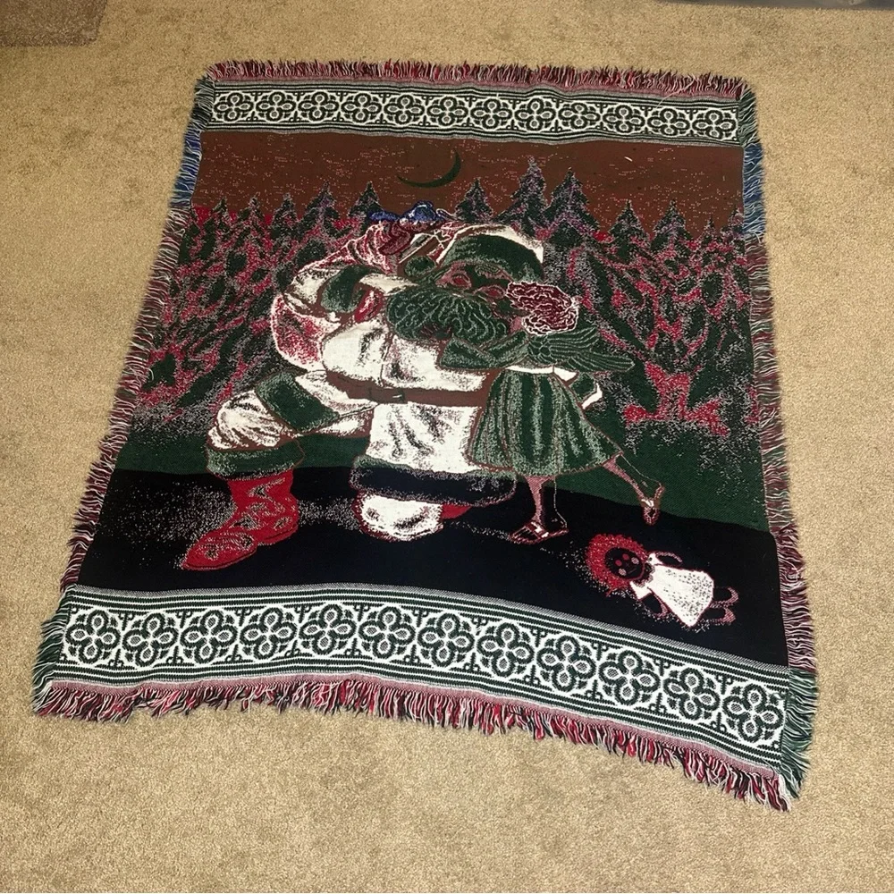 Santa and Angel Holiday Throw Blanket